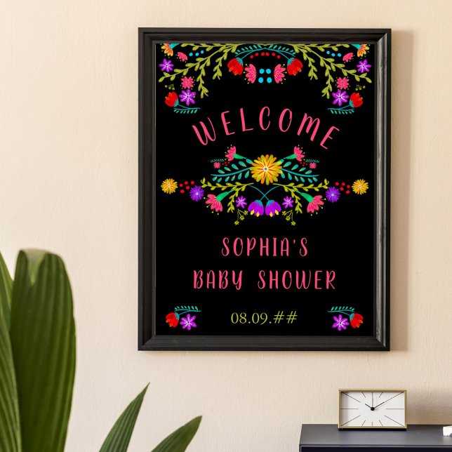 Affiche Mexican Fiesta Floral Baby Shower Welcome (Welcome Poster from my Mexican Fiesta Floral collection. Order printed or as a digital download file)