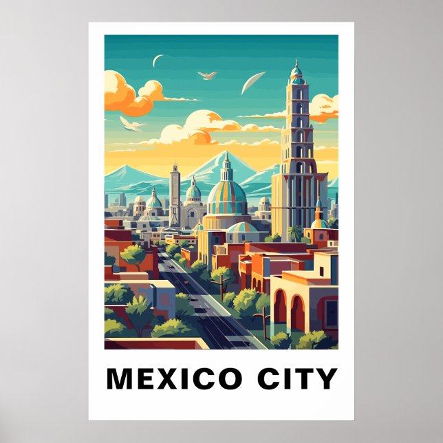 Affiche Mexico City Vintage Travel Art (Devant)