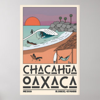 Affiche Mexico Coastal Art Print Chacahua Surf Scene