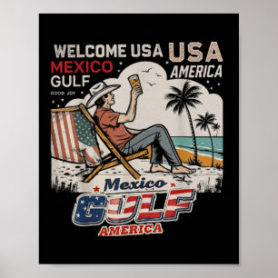 Affiche Mexique Amérique du Golfe États-Unis Drapeau améri