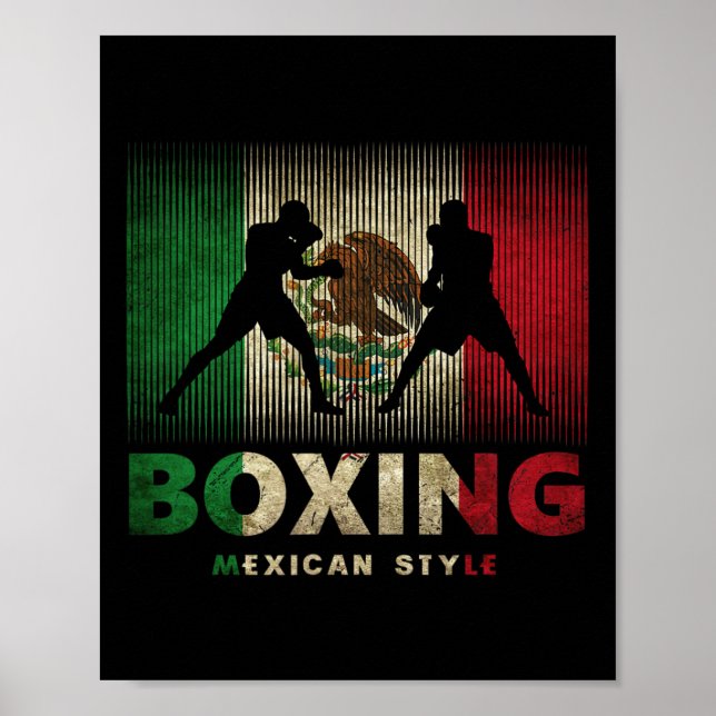 Affiche Mexique Boxe Vintage Mexique Drapeau Mexique Boxe  (Devant)