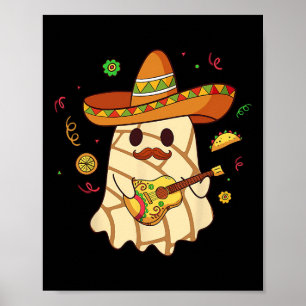 Affiche Mexique Éffrayant Ghost Jouer Guitare Conchas Pan 