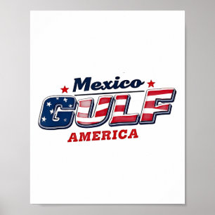 Affiche Mexique Golfe Amérique États-Unis Drapeau américai