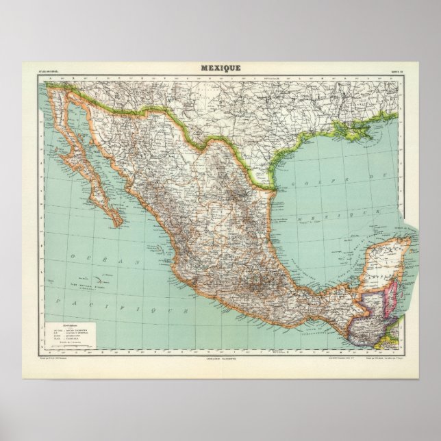 Affiche Mexique - Map of Mexico (Devant)