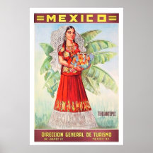 Mexique, Mexicaine avec panier de fruits tropicaux