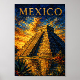 Affiche Mexique : Souvenir d'art de Chichen Itza au couche