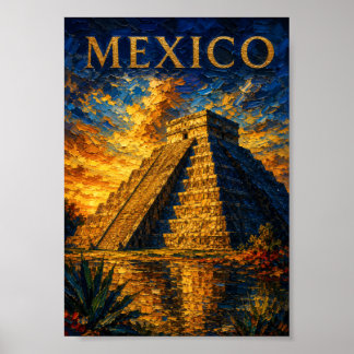 Affiche Mexique : Souvenir d'art de Chichen Itza au couche
