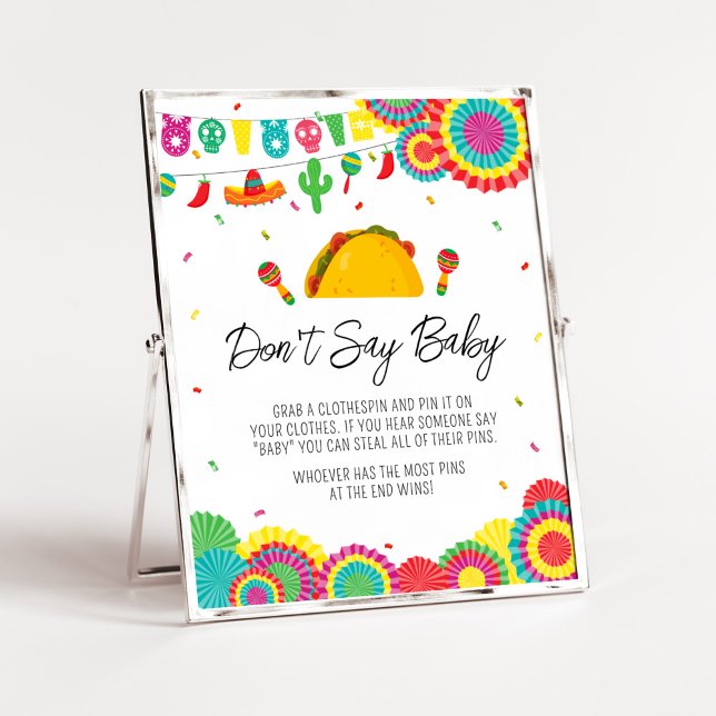 Affiche Mexique Taco 'Bout A Baby Ne pas dire bébé (Cinco de Mayo Baby Shower Don't Say Baby Sign)