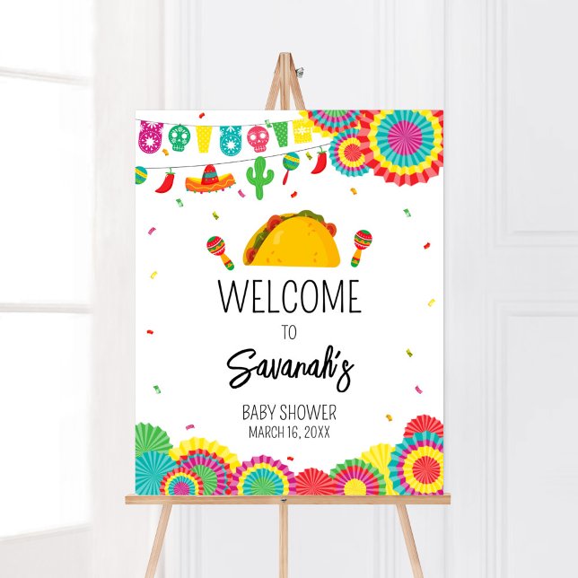 Affiche Mexique Taco 'Bout A Baby Welcome (Cinco de Mayo Baby Shower Welcome Sign)