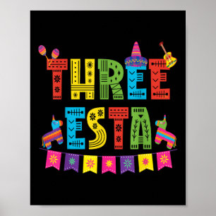 Affiche Mexique Thème 3ème anniversaire 3 ans Enfants Troi