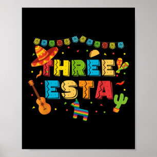 Affiche Mexique Thème 3ème anniversaire 3 ans Enfants Troi