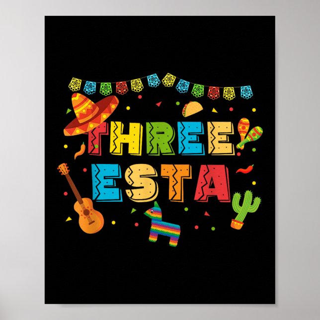 Affiche Mexique Thème 3ème anniversaire 3 ans Enfants Troi (Devant)