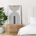 Affiche Mi-siècle Abstrait géométrique moderne minimaliste<br><div class="desc">Une affiche abstraite moderne minimaliste au design géométrique du milieu du siècle en noir et or sur un arrière - plan blanc. L'accessoire parfait pour une maison contemporaine minimale.</div>