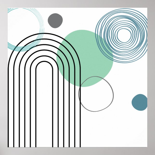 Affiche Mi-siècle Abstrait Géométrique pastel moderne (Devant)