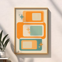 Mi-siècle géométrique rétro Abstrait Turquoise ora