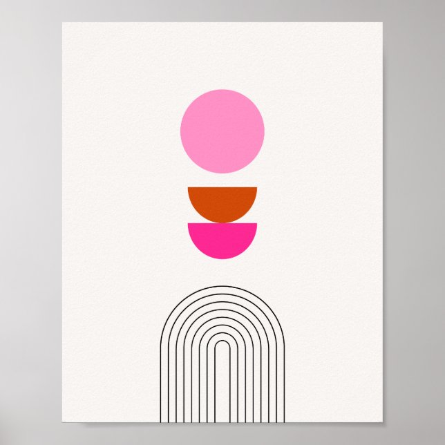 Affiche Mi-Siècle Moderne 04 Rose Soleil Et Arche Arc Arc  (Devant)