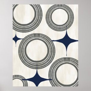 Affiche Mi-siècle moderne Abstrait Poster-gris bleu