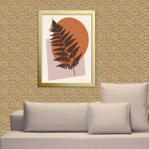 Affiche Mi-siècle moderne Fern Silhouette Brown et beige