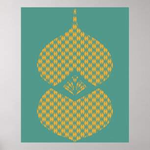 Affiche Mi-siècle moderne géométrique Jaune Turquoise