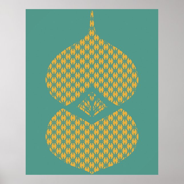 Affiche Mi-siècle moderne géométrique Jaune Turquoise (Devant)