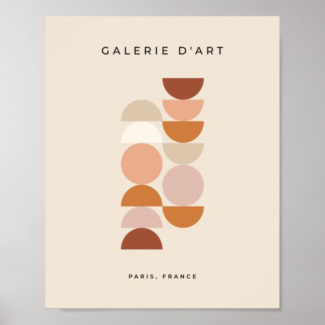 Affiche Mi-siècle moderne géométrique Neutre Beige (Devant)