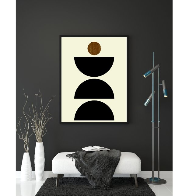 Affiche Mi-siècle moderne géométrique Noir Beige minimalis (Créateur téléchargé)