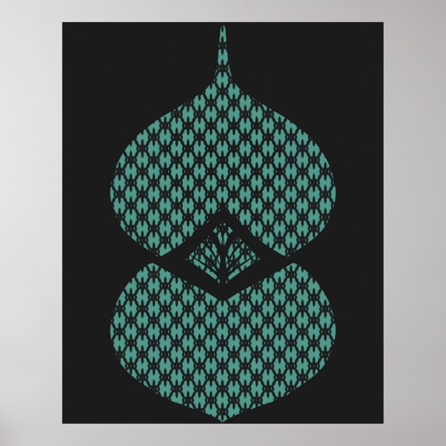 Affiche Mi-siècle moderne géométrique Noir Turquoise (Devant)