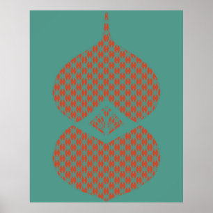 Affiche Mi-siècle moderne géométrique Orange Turquoise