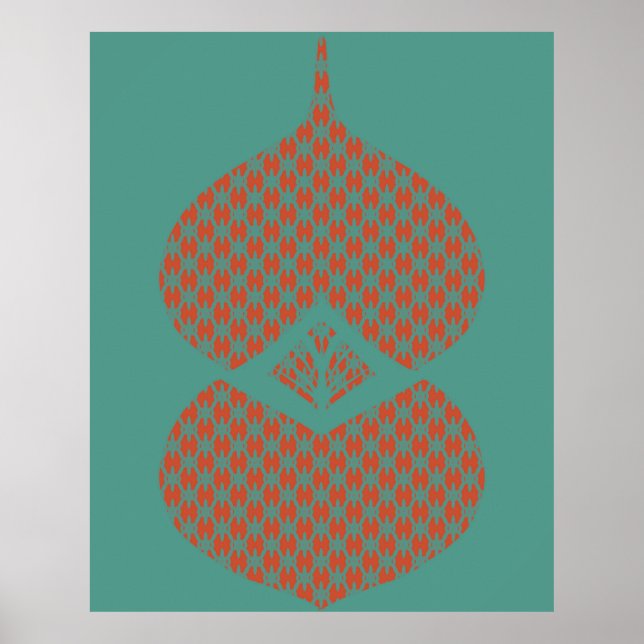 Affiche Mi-siècle moderne géométrique Orange Turquoise (Devant)