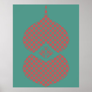 Affiche Mi-siècle moderne géométrique rose Turquoise