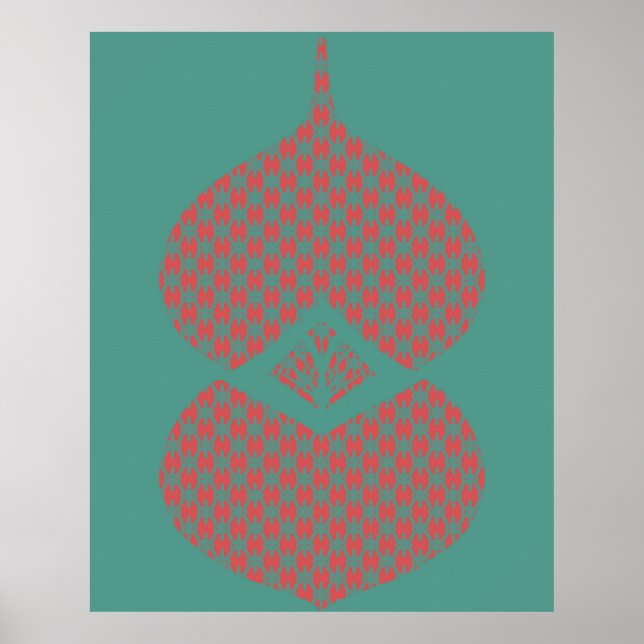 Affiche Mi-siècle moderne géométrique rose Turquoise (Devant)