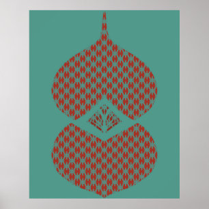 Affiche Mi-siècle moderne géométrique rouge Turquoise