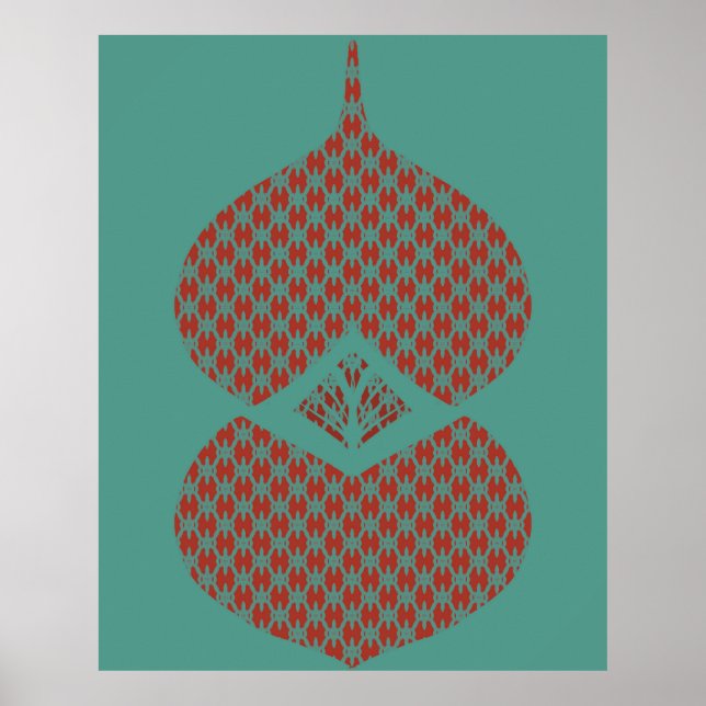 Affiche Mi-siècle moderne géométrique rouge Turquoise (Devant)