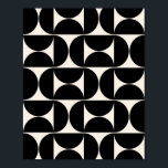 Affiche Mi-Siècle Moderne Motif Vintage Noir Et Blanc<br><div class="desc">Motif moderne rétro du milieu du siècle - Formes géométriques Abstraites - Motif minimaliste en noir et blanc crème.</div>