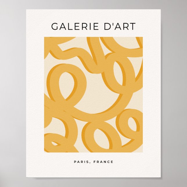 Affiche Mi-siècle Moderne moutarde Yellow Brush Strots (Devant)