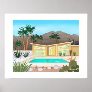 Affiche Mi-siècle Moderne Pool House Art Imprimer