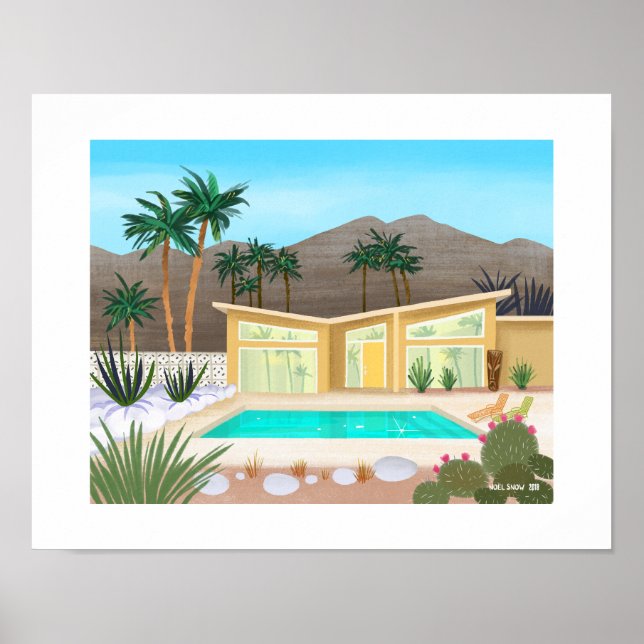 Affiche Mi-siècle Moderne Pool House Art Imprimer (Devant)