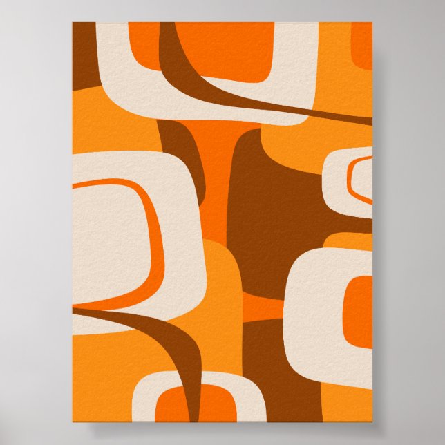 Affiche Mi-siècle moderne rétro Abstrait les années 70 ora (Devant)
