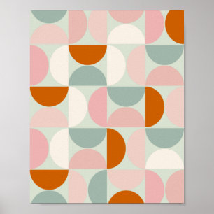 Affiche Mi-siècle moderne Sage Vert Blush Orange Motif