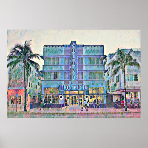 Affiche Miami Beach Art Deco Hotel Peinture 2