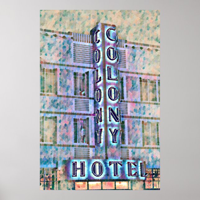 Affiche Miami Beach Art Deco Hotel Peinture 3 (Devant)