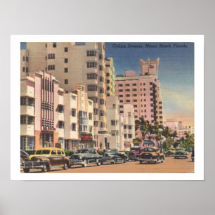 Affiche Miami Beach, Collins Ave années 1940 Vintage inspi