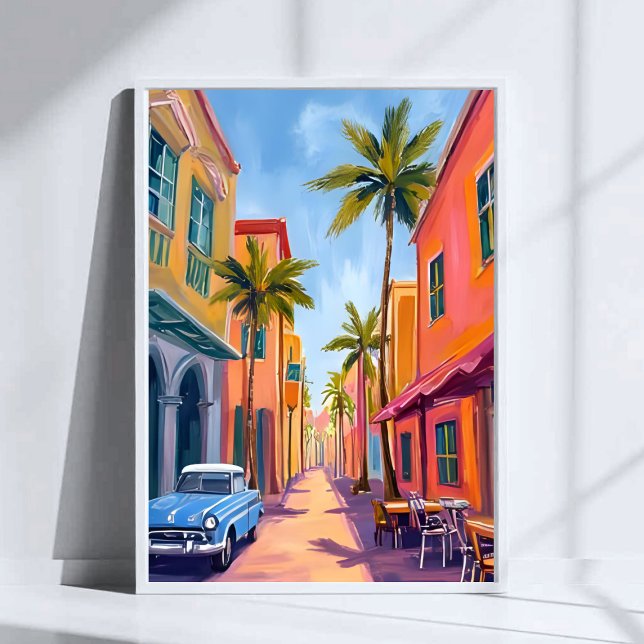 Affiche Miami Beach Colorful Street Scene (Créateur téléchargé)