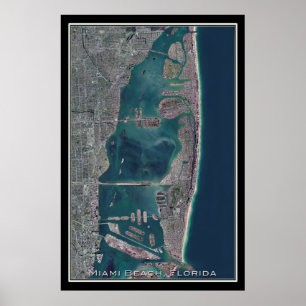 Affiche Miami Beach Floride Carte satellite