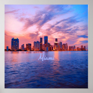 Affiche Miami Beach Floride City Skyline