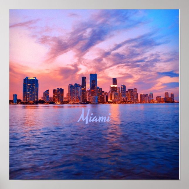 Affiche Miami Beach Floride City Skyline (Devant)