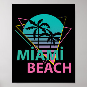 Affiche Miami Beach Floride Fier Floridien Rétro Palmiers 