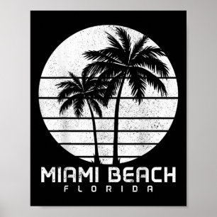 Affiche Miami Beach Floride Vintage Palm Trees Beach Souve