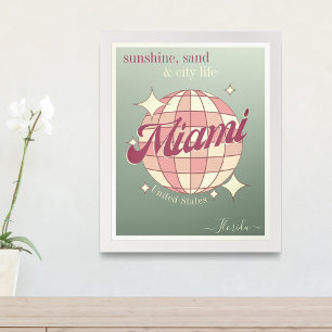 Affiche Miami City Florida USA Décor moderne turquoise Pos