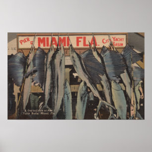 Affiche Miami, FL - vue de club de yacht de ville du